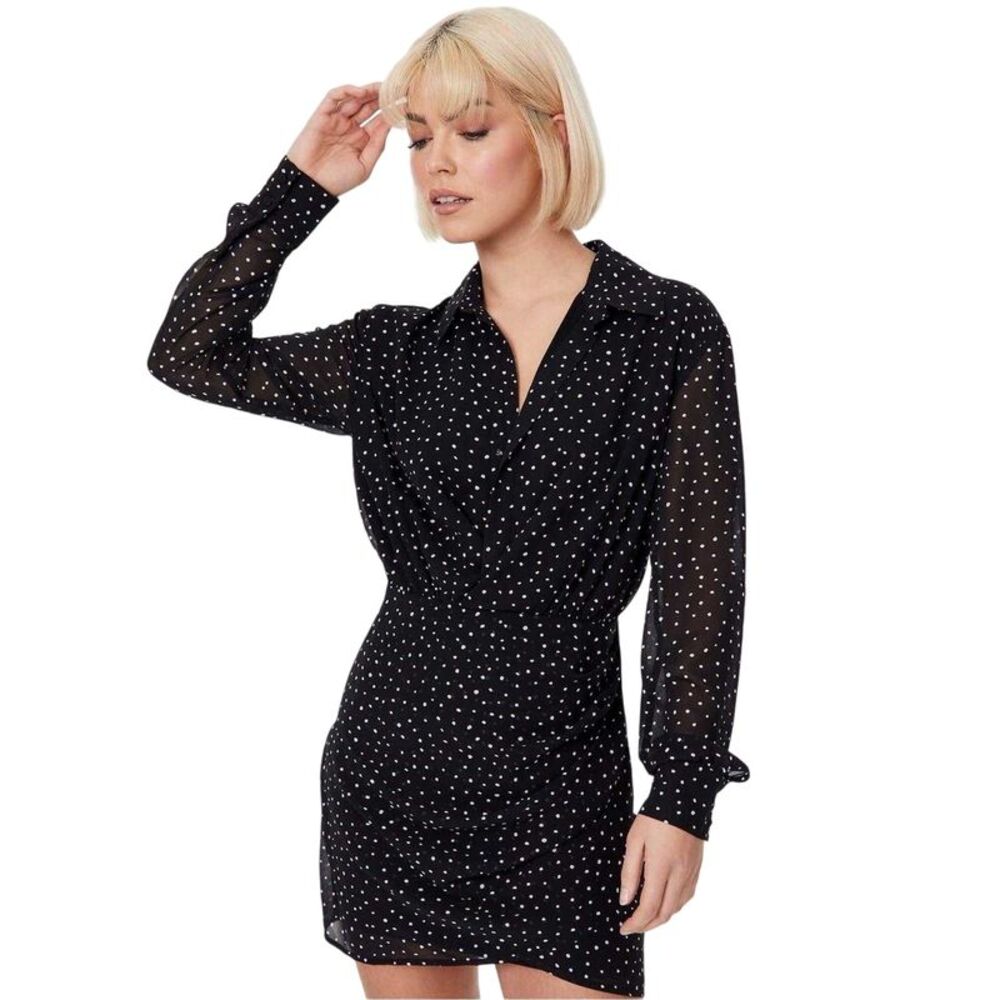 Jack Wills Womens/Ladies Spotted Draped Shirt Dress / Black - Picture 1 of 3